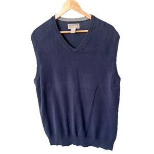 Duluth Trading Co Mens V Neck Sleeveless Sweater Vest Navy Blue Size XL